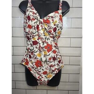 LOFT BEACH Womens Sz 18 One Piece Swimsuit Floral Keyhole Beach Cruise Vacation